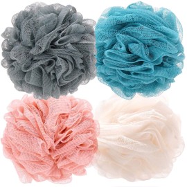 OKAKA Loofah Bath Sponge Shower Loofah Shower Puff Soft Assorted Color Big 4 Pack