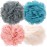 OKAKA Loofah Bath Sponge Shower Loofah Shower Puff Soft Assorted Color Big 4 Pack