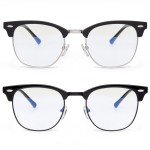 Blue Light Glasses for Women and Men Advanced Computer and Gaming Glasses Semi Rimless Glasses with Blue Light Blocking Release Computer Eye Strain (Matte Black/Silvery Rim + Glossy Black/Black Rim)