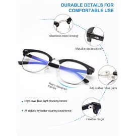 Blue Light Glasses for Women and Men Advanced Computer and Gaming Glasses Semi Rimless Glasses with Blue Light Blocking Release Computer Eye Strain (Matte Black/Silvery Rim + Glossy Black/Black Rim) Blue Light Glasses for Women and Men Advanced Computer and Gaming Glasses Semi Rimless Glasses with Blue Light Blocking Release Computer Eye Strain (Matte Black/Silvery Rim + Glossy Black/Black Rim)