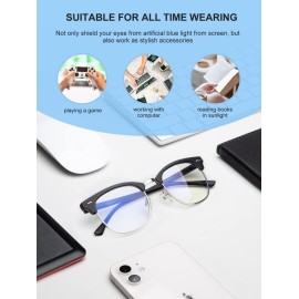 Blue Light Glasses for Women and Men Advanced Computer and Gaming Glasses Semi Rimless Glasses with Blue Light Blocking Release Computer Eye Strain (Matte Black/Silvery Rim + Glossy Black/Black Rim) Blue Light Glasses for Women and Men Advanced Computer and Gaming Glasses Semi Rimless Glasses with Blue Light Blocking Release Computer Eye Strain (Matte Black/Silvery Rim + Glossy Black/Black Rim)