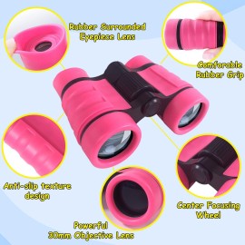 ESSENSON Binoculars for Kids Toys Gifts for Age 3-12 Years Old Boys Girls Kids Telescope Outdoor Toys for Sports and Outside Play Hiking, Bird Watching, Travel, Camping, Birthday Presents (Pink)
