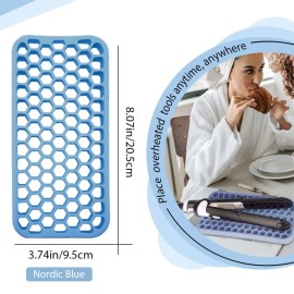 BangBoom Small Silicone Pad for Curling Iron, Thicker Heat Resistant Silicone Mat for Hair Tools, Portable Hair Styling Tool Rest Holder for Straightener, Hair Dryer, Flat Iron (Blue)