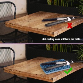 BangBoom Small Silicone Pad for Curling Iron, Thicker Heat Resistant Silicone Mat for Hair Tools, Portable Hair Styling Tool Rest Holder for Straightener, Hair Dryer, Flat Iron (Blue)