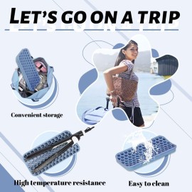 BangBoom Small Silicone Pad for Curling Iron, Thicker Heat Resistant Silicone Mat for Hair Tools, Portable Hair Styling Tool Rest Holder for Straightener, Hair Dryer, Flat Iron (Blue)