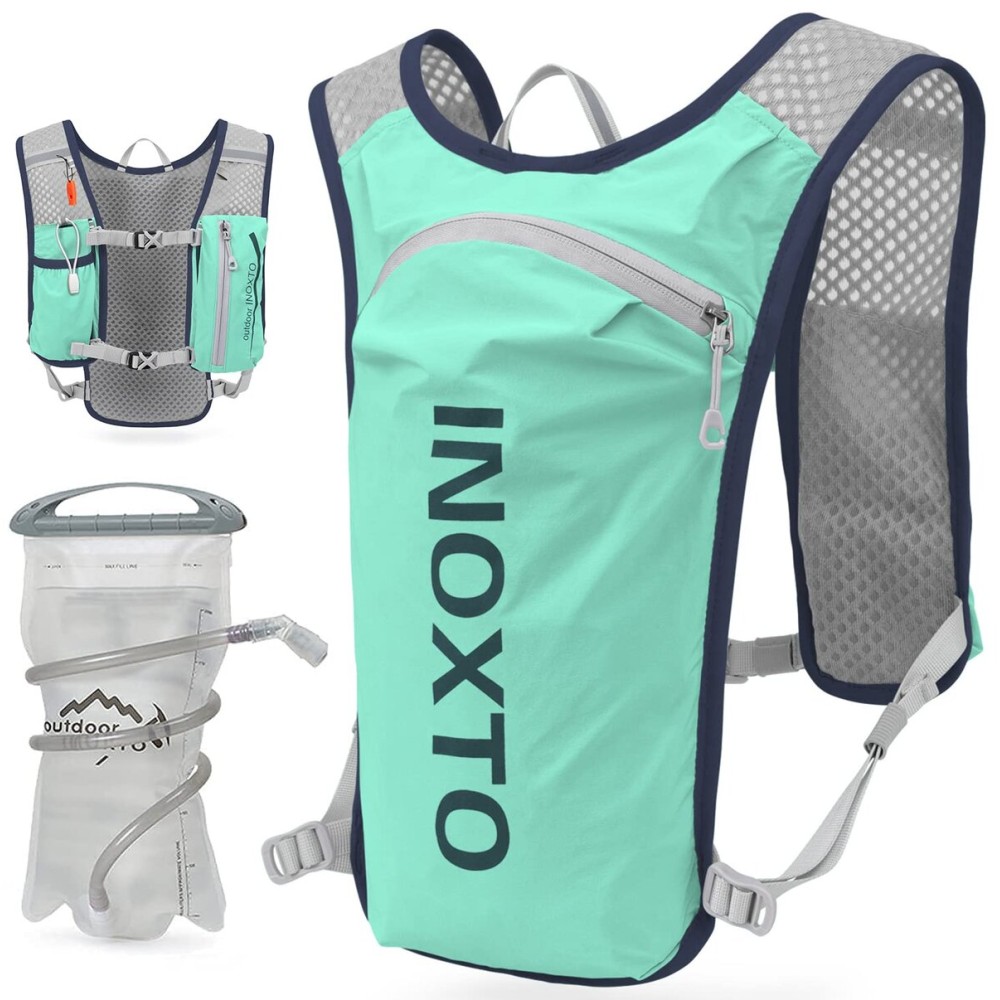 INOXTO Running Hydration Vest Backpack,Lightweight Insulated Pack with 1.5L Water Bladder Bag Daypack for Hiking Trail Running Cycling Race Marathon for Women Men (Light Green)
