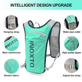 INOXTO Running Hydration Vest Backpack,Lightweight Insulated Pack with 1.5L Water Bladder Bag Daypack for Hiking Trail Running Cycling Race Marathon for Women Men (Light Green)