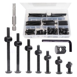 cSeao 100pcs M6 Baby Bed Crib Screws Black Hex Socket Cap Barrel Screws to Build Crib Furniture Chairs Cot, 20/30/40/50/60/70/80mm