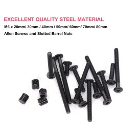 cSeao 100pcs M6 Baby Bed Crib Screws Black Hex Socket Cap Barrel Screws to Build Crib Furniture Chairs Cot, 20/30/40/50/60/70/80mm