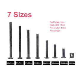 cSeao 100pcs M6 Baby Bed Crib Screws Black Hex Socket Cap Barrel Screws to Build Crib Furniture Chairs Cot, 20/30/40/50/60/70/80mm