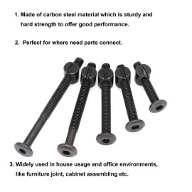 cSeao 100pcs M6 Baby Bed Crib Screws Black Hex Socket Cap Barrel Screws to Build Crib Furniture Chairs Cot, 20/30/40/50/60/70/80mm