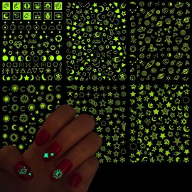 Luminous Nail Art Stickers, Fluorescent Nail Self-Adhesive Decals, Glow in The Dark Nail Art Design, Sun Moon Stars Love Heart Nail Sticker Decoration for Women Girls Manicure 3D Nail Decal(6 Sheets) Luminous Nail Art Stickers, Fluorescent Nail Self-Adhesive Decals, Glow in The Dark Nail Art Design, Sun Moon Stars Love Heart Nail Sticker Decoration for Women Girls Manicure 3D Nail Decal(6 Sheets)