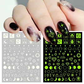 Luminous Nail Art Stickers, Fluorescent Nail Self-Adhesive Decals, Glow in The Dark Nail Art Design, Sun Moon Stars Love Heart Nail Sticker Decoration for Women Girls Manicure 3D Nail Decal(6 Sheets) Luminous Nail Art Stickers, Fluorescent Nail Self-Adhesive Decals, Glow in The Dark Nail Art Design, Sun Moon Stars Love Heart Nail Sticker Decoration for Women Girls Manicure 3D Nail Decal(6 Sheets)