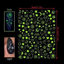 Luminous Nail Art Stickers, Fluorescent Nail Self-Adhesive Decals, Glow in The Dark Nail Art Design, Sun Moon Stars Love Heart Nail Sticker Decoration for Women Girls Manicure 3D Nail Decal(6 Sheets) Luminous Nail Art Stickers, Fluorescent Nail Self-Adhesive Decals, Glow in The Dark Nail Art Design, Sun Moon Stars Love Heart Nail Sticker Decoration for Women Girls Manicure 3D Nail Decal(6 Sheets)