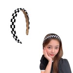 YALLNASL Buffalo Plaid Check Headband for Women Black and White, Hair Accessories Padded Non Slip Checkerboard Headbands for Womens, Soft Head Band for Women Girls, One Size