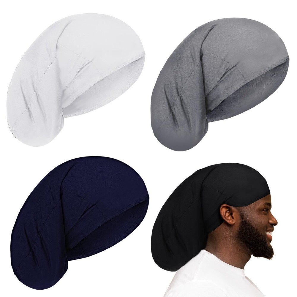 4 Pieces Unisex Dreadlock Cap Long Hair Dreads Head Wrap Sleeping Cap Hair Accessories Sleep Bonnet for Men Women(Black, White, Blue, Gray) 4 Pieces Unisex Dreadlock Cap Long Hair Dreads Head Wrap Sleeping Cap Hair Accessories Sleep Bonnet for Men Women(Black, White, Blue, Gray)