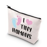 VAMSII NICU Nurse Makeup Bag I Love Tiny Humans OB Nurse Gift Bag Neonatal Nurse Gifts Labor and Delivery Nurse Gifts Pouch (tiny Humans)