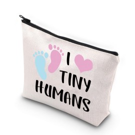 VAMSII NICU Nurse Makeup Bag I Love Tiny Humans OB Nurse Gift Bag Neonatal Nurse Gifts Labor and Delivery Nurse Gifts Pouch (tiny Humans)