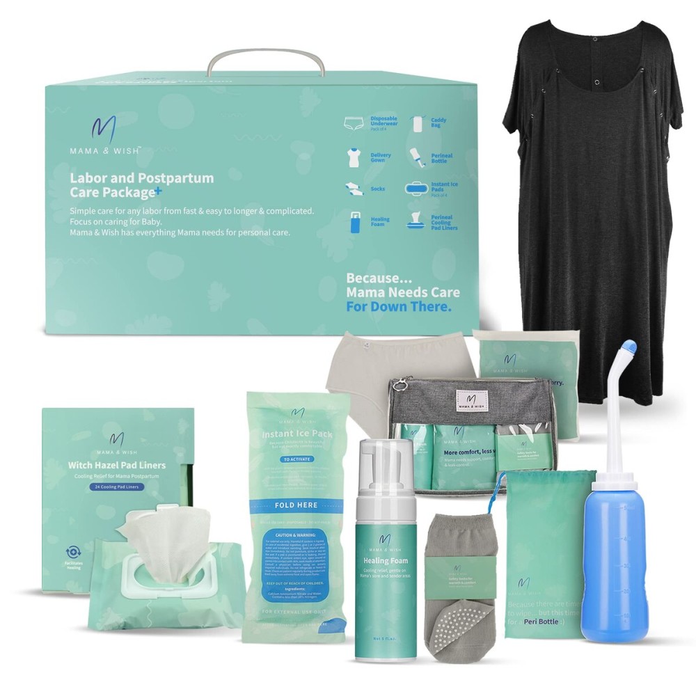 Postpartum Care Kit for Mom (14-Piece) - Includes Labor and Delivery Gown, Peri Bottle, Witch Hazel Foam, Pad Liners & More! with Hospital Essentials for Women After Birth Postpartum Care Kit for Mom (14-Piece) - Includes Labor and Delivery Gown, Peri Bottle, Witch Hazel Foam, Pad Liners & More! with Hospital Essentials for Women After Birth