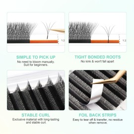 NAGARAKU 4D W Shape Eyelash Extension Supplies Natural Soft Volume 0.07mm C curl 8-15mm Mix Premade Fans Faux Mink Matte Black Cluster Easy Fanning False Lashes