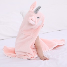 TBEZY Baby Hooded Towel with Unique Animal Design Ultra Soft Thick Cotton Bath Towel for Newborn (Unicorn)