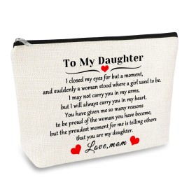 Daughter Gift from Mom to My Daughter Makeup Cosmetic Bag Christmas Birthday Graduation Gift for Daughter Wedding Gift Adult Daughter Gift Travel Toiletry Bag Daughter Bridal Shower Gift Make Up Pouch