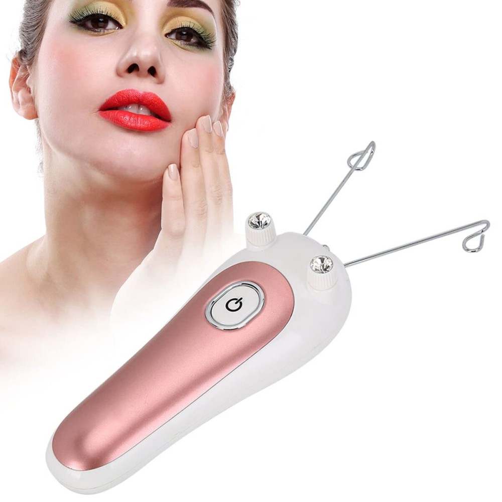 YUYTE Cordless Electric Facial Threading Hair Removal for Women, Ladies Face & Body Epilator, Cotton Thread Included, Pink, Not Water Resistant