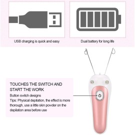 YUYTE Cordless Electric Facial Threading Hair Removal for Women, Ladies Face & Body Epilator, Cotton Thread Included, Pink, Not Water Resistant