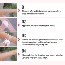 YUYTE Cordless Electric Facial Threading Hair Removal for Women, Ladies Face & Body Epilator, Cotton Thread Included, Pink, Not Water Resistant
