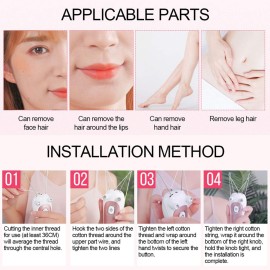 YUYTE Cordless Electric Facial Threading Hair Removal for Women, Ladies Face & Body Epilator, Cotton Thread Included, Pink, Not Water Resistant