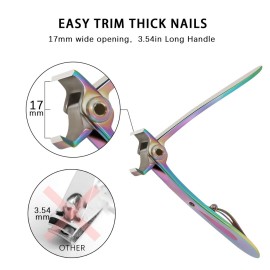 Werlla Toenail Clippers for Thick Nails, Toe Nail Clippers for Women, Long Handle Effortless 17mm Wide Jaw Opening for Men & Seniors, Extra Large Stainless Steel Nail Clippers(Multi-Colored)
