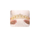 JWICOS Pearl Tiara Crown for Women Gold Queen Crown for Girls Princess Tiara Headband for Prom Pageant Party Birthday Gifts Halloween Costume Bridal Wedding Tiara for Brides and Bridesmaid (Gold)