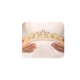 JWICOS Pearl Tiara Crown for Women Gold Queen Crown for Girls Princess Tiara Headband for Prom Pageant Party Birthday Gifts Halloween Costume Bridal Wedding Tiara for Brides and Bridesmaid (Gold)