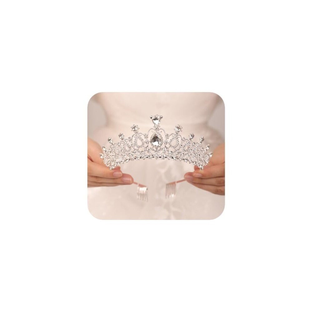 JWICOS Silver Tiara Crown with Comb for Women Elegant Crystal Tiara for Brides Wedding Crown Headband for Pageant Prom Birthday Party