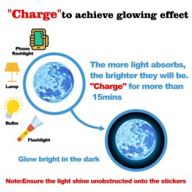 Glow in The Dark Stars and Moon Ceiling Wall Decal Colorful Glowing Space Galaxy Wall Stickers for Kids Boys Girls Bedroom Living Room Nursery Decor