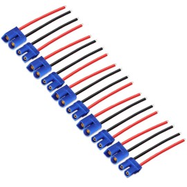 ZHOFONET 5 Pairs EC3 Male Female Banana Connector with 14AWG Silicone Wire 10cm RC Hobby Lipo Battery(Pack of 5)