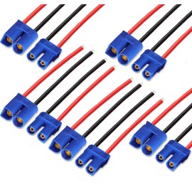 ZHOFONET 5 Pairs EC3 Male Female Banana Connector with 14AWG Silicone Wire 10cm RC Hobby Lipo Battery(Pack of 5)