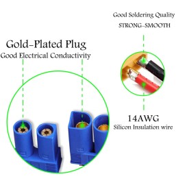 ZHOFONET 5 Pairs EC3 Male Female Banana Connector with 14AWG Silicone Wire 10cm RC Hobby Lipo Battery(Pack of 5)