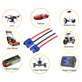 ZHOFONET 5 Pairs EC3 Male Female Banana Connector with 14AWG Silicone Wire 10cm RC Hobby Lipo Battery(Pack of 5)