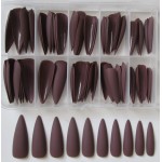 100PC Matte Stiletto Press on Nails Full Cover Pointy Claw Colored False Nails Christmas Manicure Design Decor for Salon Home DIY (Coffee)