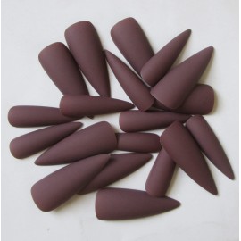 100PC Matte Stiletto Press on Nails Full Cover Pointy Claw Colored False Nails Christmas Manicure Design Decor for Salon Home DIY (Coffee)