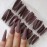 100PC Matte Stiletto Press on Nails Full Cover Pointy Claw Colored False Nails Christmas Manicure Design Decor for Salon Home DIY (Coffee)