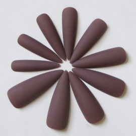 100PC Matte Stiletto Press on Nails Full Cover Pointy Claw Colored False Nails Christmas Manicure Design Decor for Salon Home DIY (Coffee)