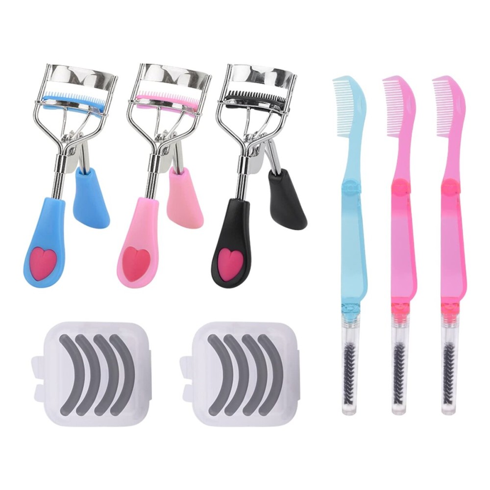 14 Pc Eyelash Set, 3 in 1 Eyelash Curler with Comb & Brush, Refill Pads & Applicator Tool