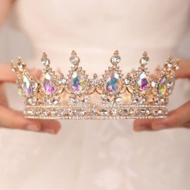 JWICOS Crystal Tiara for Women Rhinestone Bridal Wedding Full Round Tiara Hair Accessories for Brides Princess Tiara Crown Headband for Birthday Party Halloween Costume Prom (AB Rhinestone) JWICOS Crystal Tiara for Women Rhinestone Bridal Wedding Full Round Tiara Hair Accessories for Brides Princess Tiara Crown Headband for Birthday Party Halloween Costume Prom (AB Rhinestone)