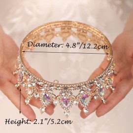 JWICOS Crystal Tiara for Women Rhinestone Bridal Wedding Full Round Tiara Hair Accessories for Brides Princess Tiara Crown Headband for Birthday Party Halloween Costume Prom (AB Rhinestone) JWICOS Crystal Tiara for Women Rhinestone Bridal Wedding Full Round Tiara Hair Accessories for Brides Princess Tiara Crown Headband for Birthday Party Halloween Costume Prom (AB Rhinestone)