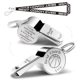 QIBAJIU Whistles with Lanyard, Coach Whistle, Basketball Gifts, Coach Gifts for Men Women, Thank You Cheer Coach Gift Best Coach Ever - Teacher Whistle Coach Gifts