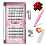 [SET] CORINGCO BK False Eyelashes Extension Kit +Glue+Tweezer Beginner Self Adhesive Individual Partial Korean idol Makeup) (BK 12mm)