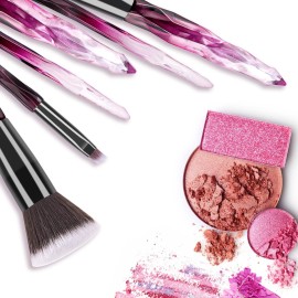 DUAIU Makeup Brushes 15pcs Premium Synthetic Bristles Crystal Handle Set Kabuki Foundation Brush Face Lip Eye Makeup Brush Sets Professional with Starry Gift Box (Purple)