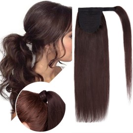 Hairro Pony Tail Hair Extainson For Women Wrap Around Pony Tail Hairpieces 100% Human Hair Remy Long Straight Ponytails Clip On Ponytail Hairpieces Accessory 16inch 80g 02 Dark Brown Hairro Pony Tail Hair Extainson For Women Wrap Around Pony Tail Hairpieces 100% Human Hair Remy Long Straight Ponytails Clip On Ponytail Hairpieces Accessory 16inch 80g 02 Dark Brown